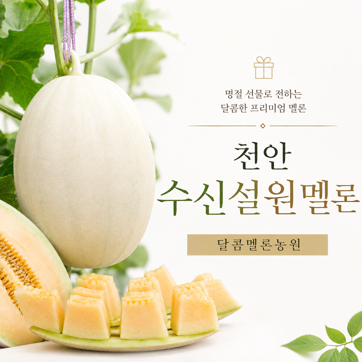 (26년 추석)(달콤멜론농원) 천안수신설원멜론 (5kg/6kg/8kg)