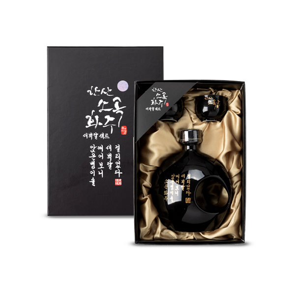 (26년 추석)(한산소곡주 호암제조소) 한산소곡주 새벽달 블랙 도자기 세트